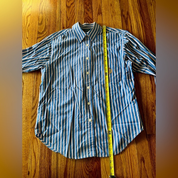 Lauren Ralph Lauren Women’s Size 10 Embroidered Crest Logo Striped Cotton Shirt - Picture 5 of 11